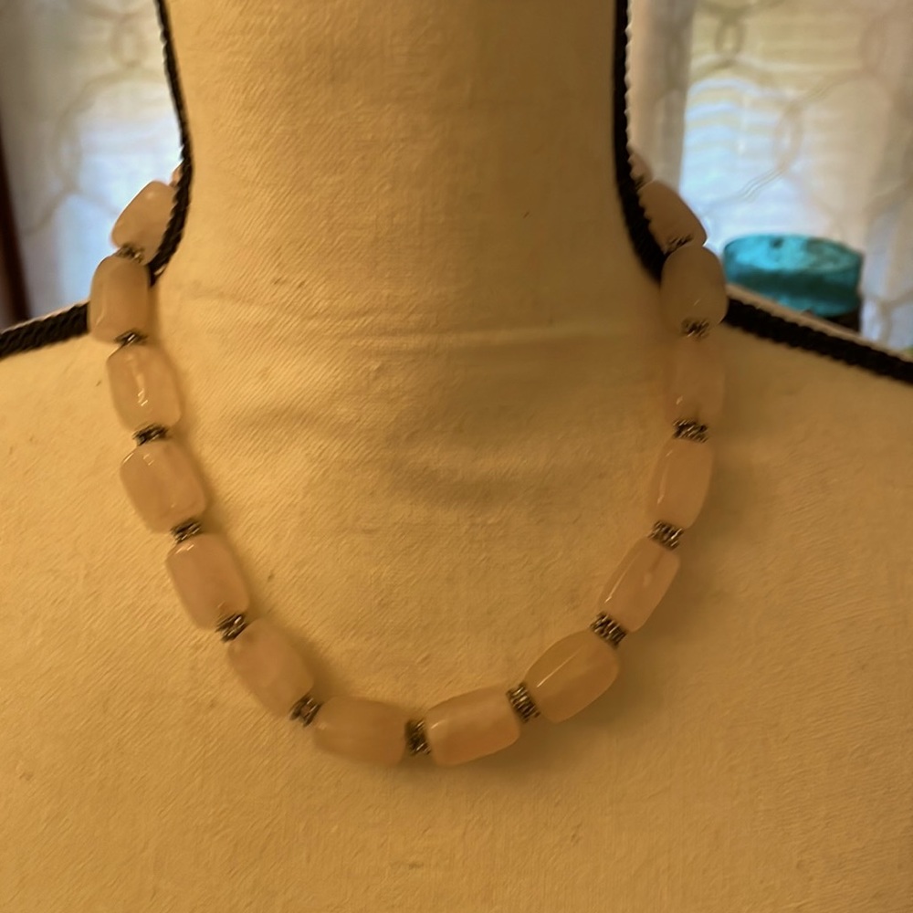π» Vintage, Rose Quartz with Steeling Silver Hardware. Handcrafted, - Picture 3 of 6
